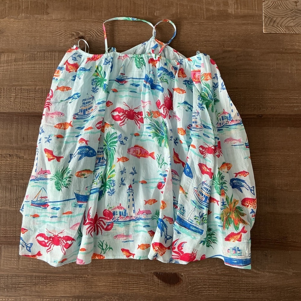 Maeve Anthropologie Halter Swing Mini Dress Sea Life Size Medium - Picture 8 of 8